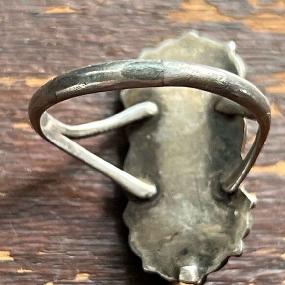 Vintage Navajo Turquoise & Sterling Silver Double Decker Ring - Picture 14 of 14